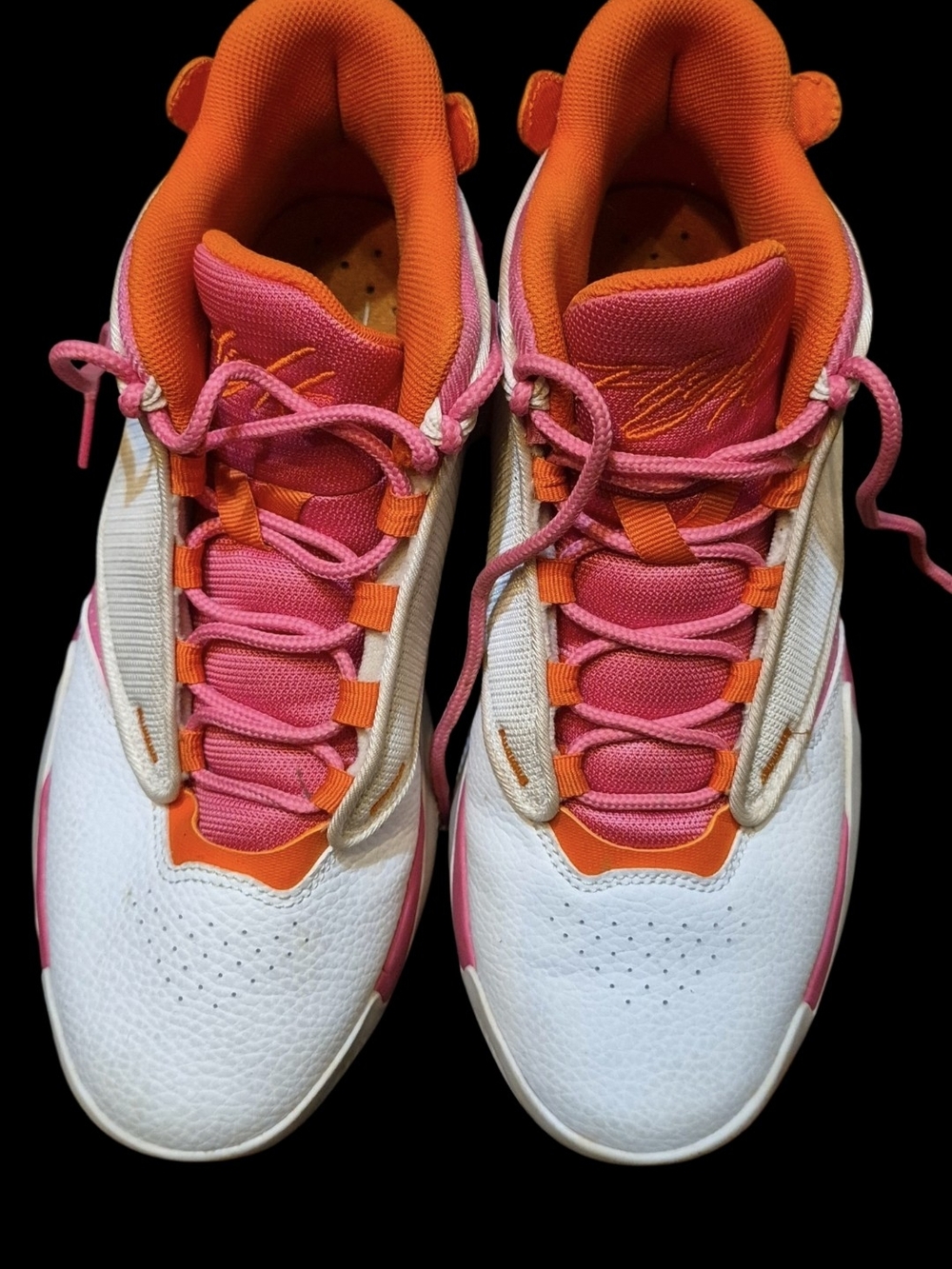 Nike Women's White Pink Orange Training Sneakers 7Y